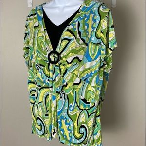 Dressbarn V Neck Paisley Top